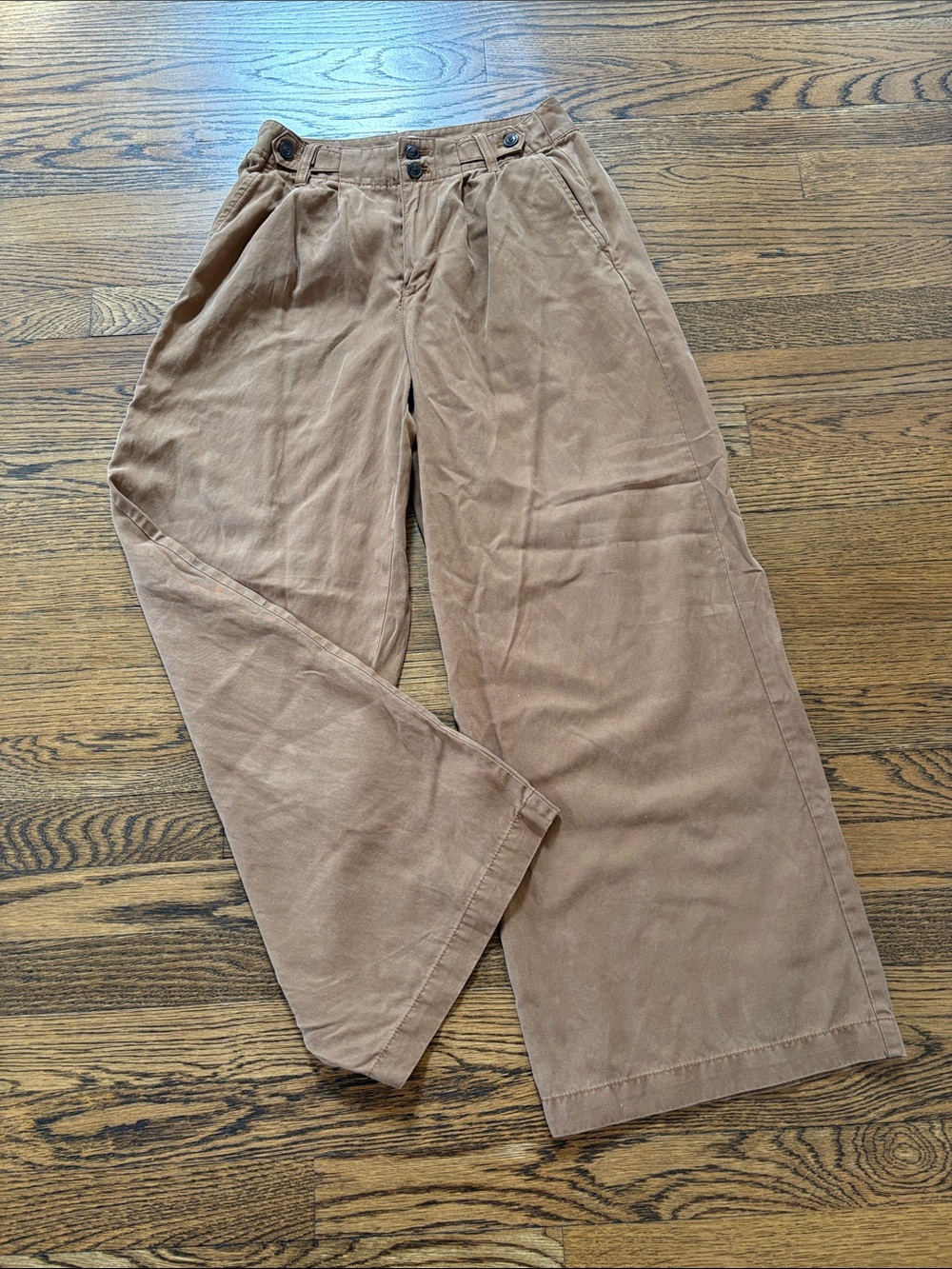 Madewell wide leg Relaxed Fit Brown Cotton/linen blend Pants, 0P